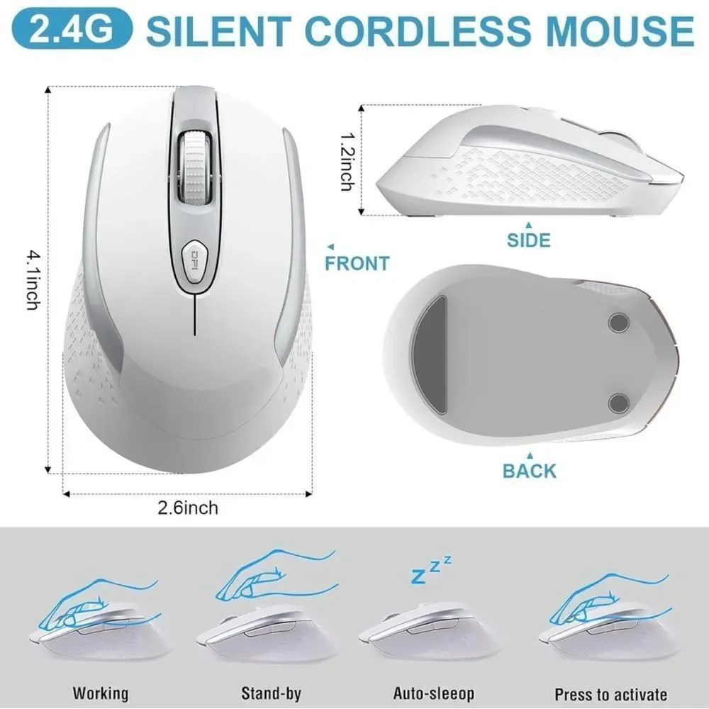 Wireless Computer Mouse 2.4G Ergonomic Optical Mouse 6 Buttons Silent With NIB